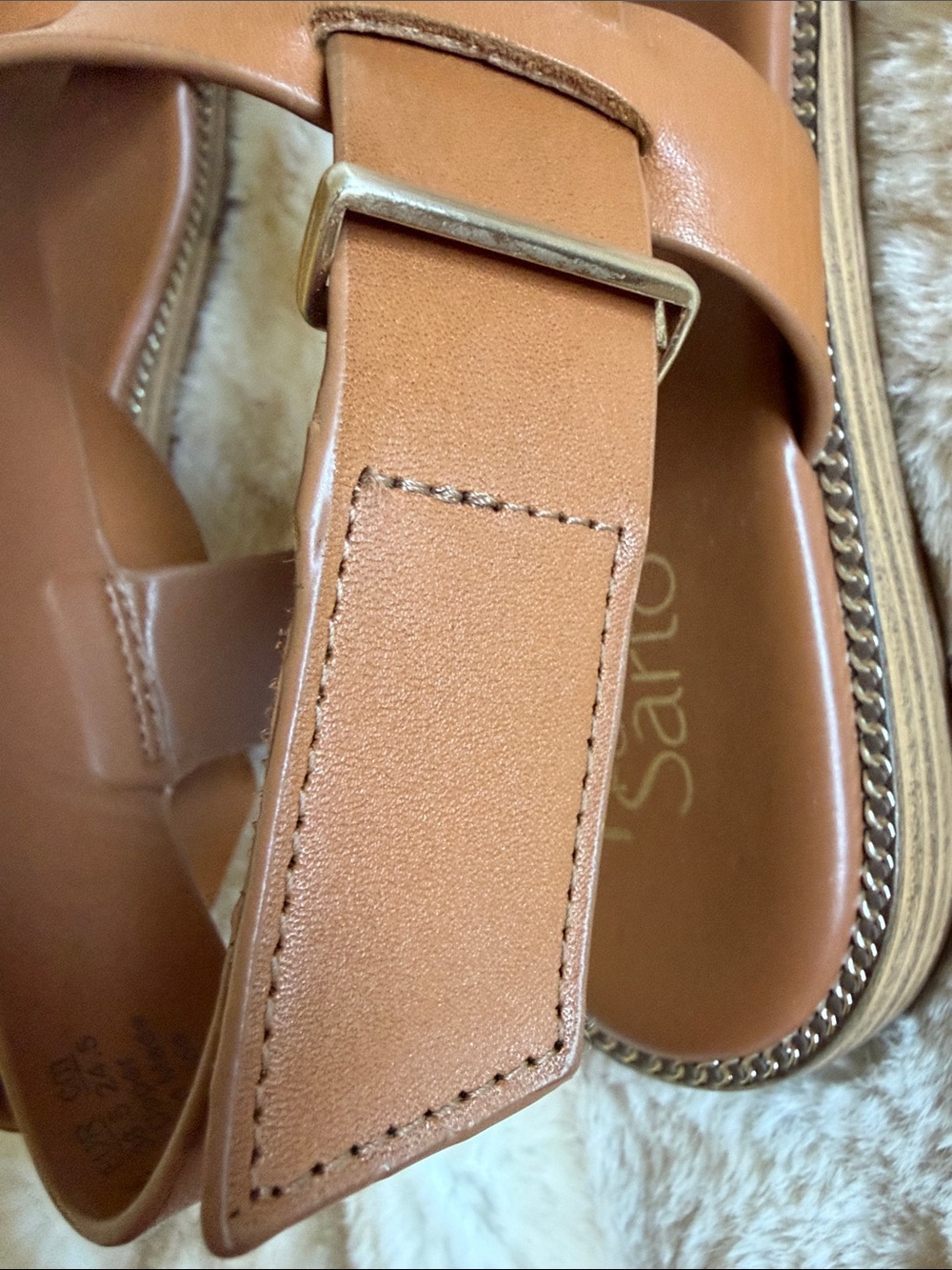 Franco Sarto Tan Leather Knot Toe Sandals - Picture 3 of 4